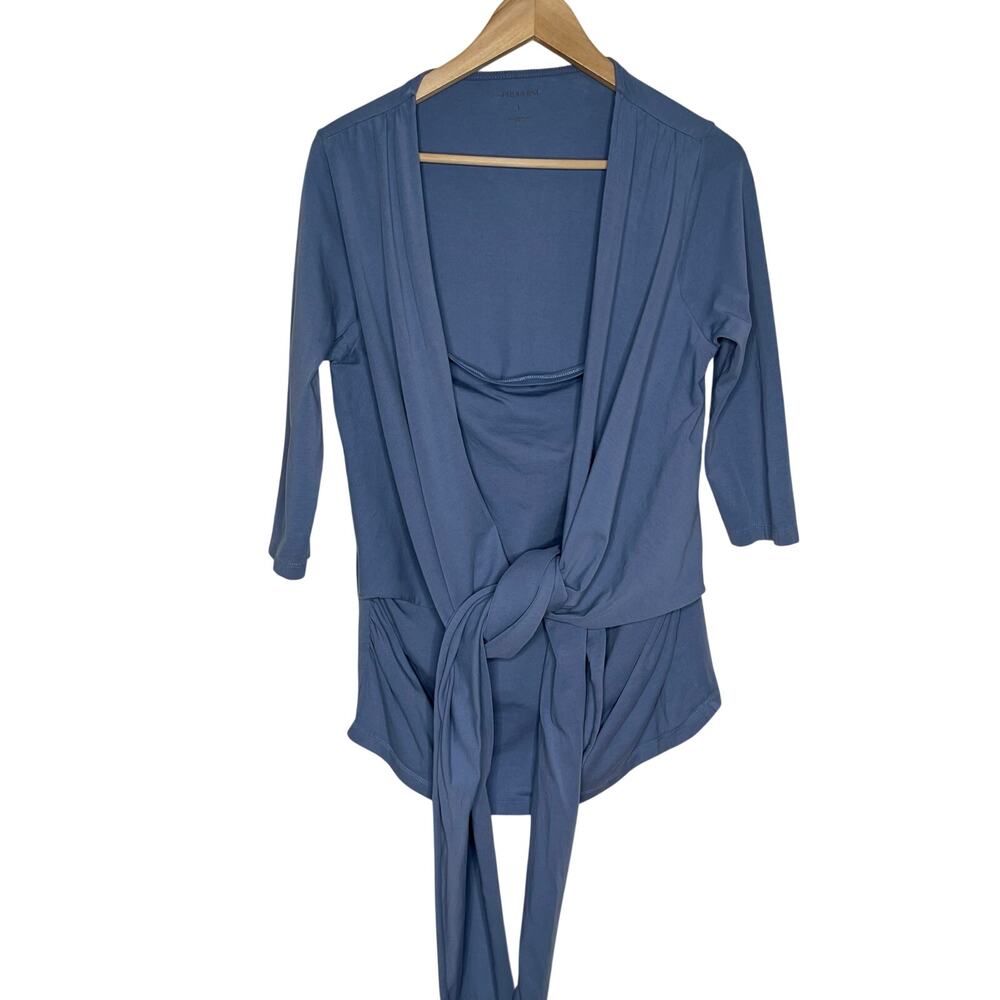 Seraphine Top Womens Large Blue Wrap Tie Front Maternity Nursing